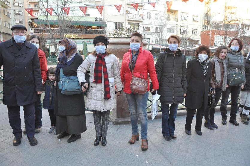 Eskişehirde kömürlü termik santrale karşı zincir oluşturuldu