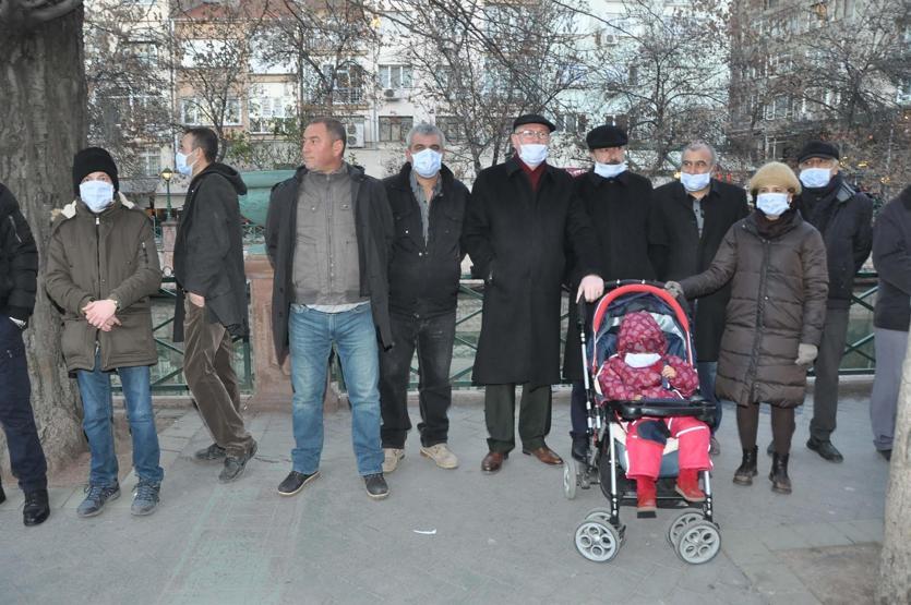 Eskişehirde kömürlü termik santrale karşı zincir oluşturuldu