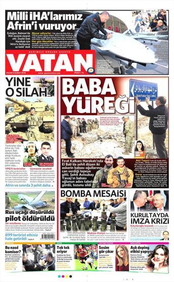 4 Şubat 2018 - Gazete manşetleri