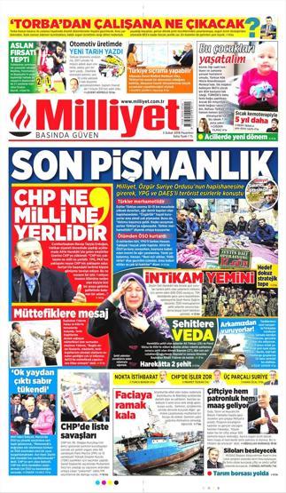 5 Şubat 2018 - Gazetelerin birinci sayfaları