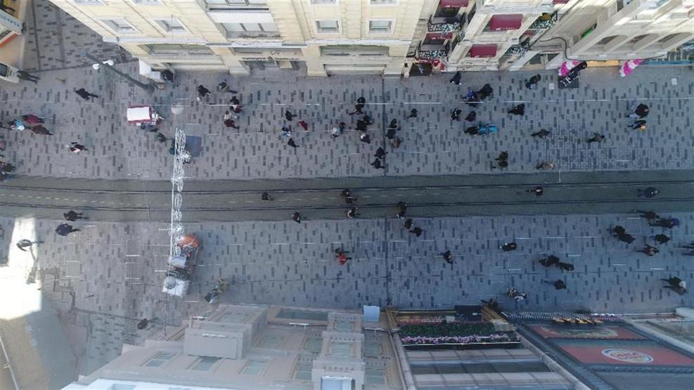 Havadan görüntülerle İstiklal Caddesinin yeni hali