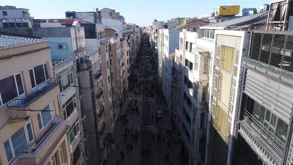 Havadan görüntülerle İstiklal Caddesinin yeni hali