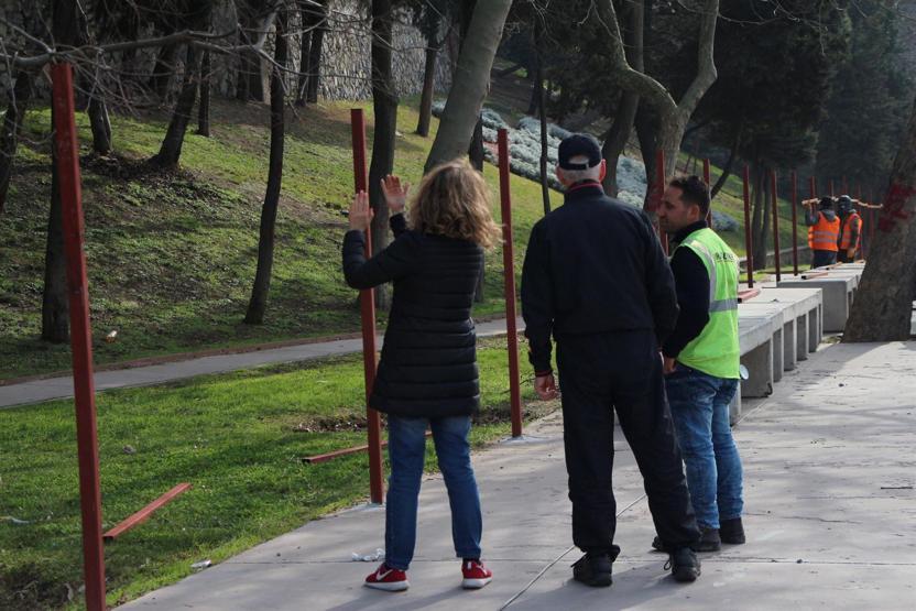 Maçka Parkının bir bölümü daha kapatıldı, ağaçlar işaretlendi