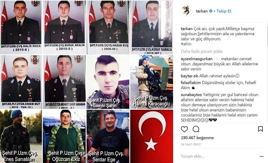 Ünlülerden Afrin mesajları: Ölmesin kardeşlerimiz, Mehmetçiğimiz can vermesin artık