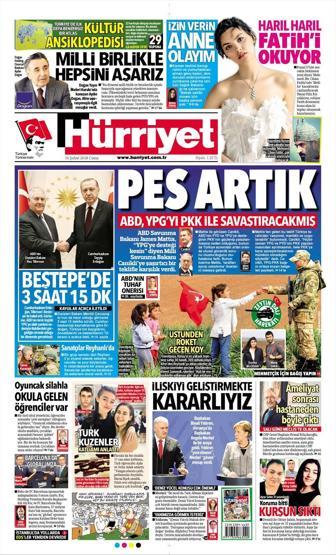 16 Şubat 2018 - Gazetelerin birinci sayfaları
