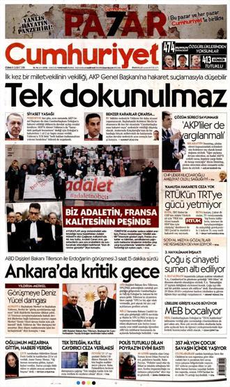 16 Şubat 2018 - Gazetelerin birinci sayfaları