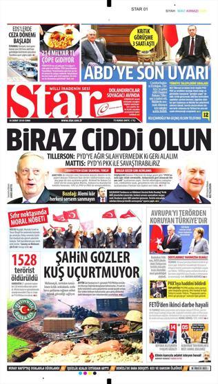 16 Şubat 2018 - Gazetelerin birinci sayfaları
