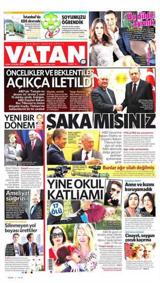 16 Şubat 2018 - Gazetelerin birinci sayfaları