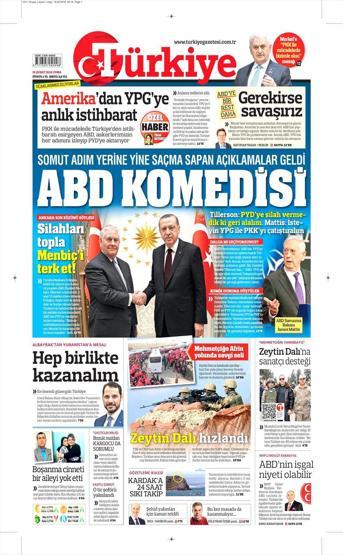 16 Şubat 2018 - Gazetelerin birinci sayfaları