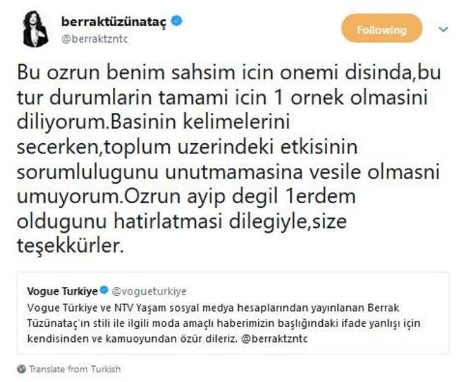 Berrak Tüzünataç’ın tepkisine NTV’den yanıt
