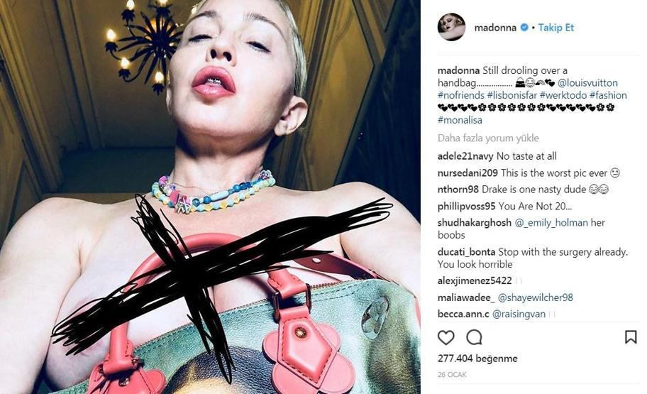 Pop müzik efsanesi Madonnadan 59 yaşında üstsüz selfie