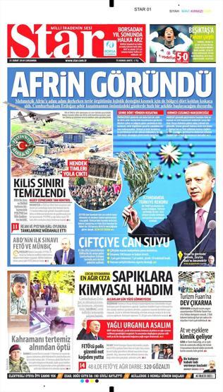 21 Şubat 2018 - Gazetelerin birinci sayfaları