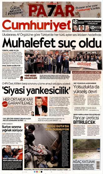 23 Şubat 2018 - Gazetelerin birinci sayfaları