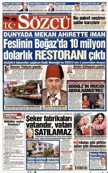 23 Şubat 2018 - Gazetelerin birinci sayfaları