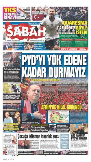 26 Şubat 2018 - Gazetelerin birinci sayfaları
