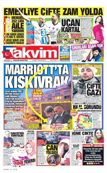 26 Şubat 2018 - Gazetelerin birinci sayfaları