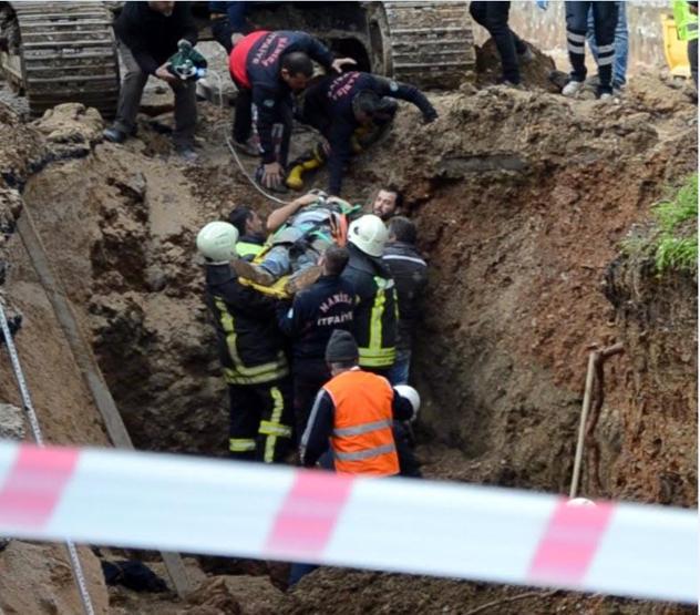 Göçük altında kalan işçi ağır yaralandı