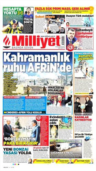 5 Mart 2018 - Gazetelerin birinci sayfaları