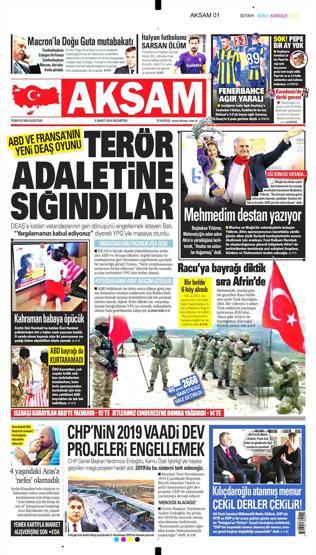 5 Mart 2018 - Gazetelerin birinci sayfaları