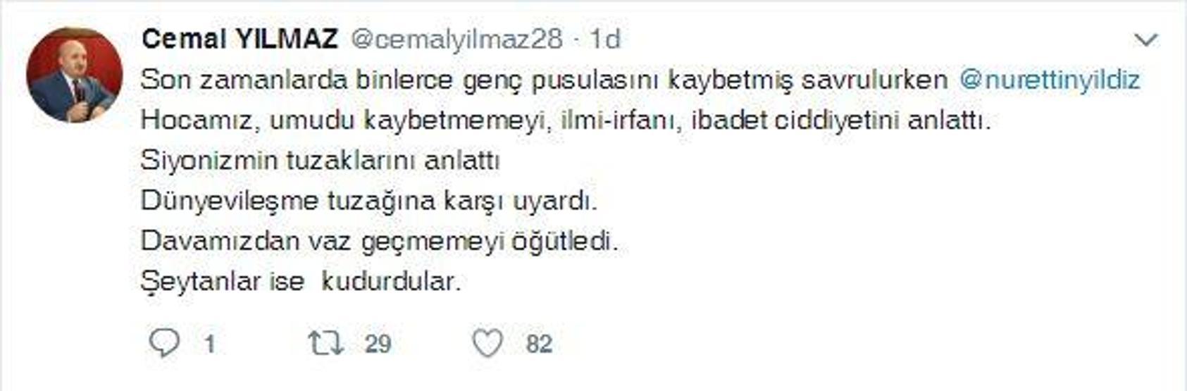 Nurettin Yıldıza destek verdi, Erdoğanın açıklamasından sonra twitter hesabını kapattı