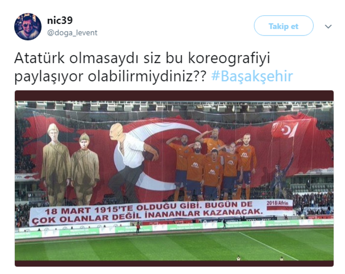 Başakşehirin Atatürksüz koreografisi tepki çekti