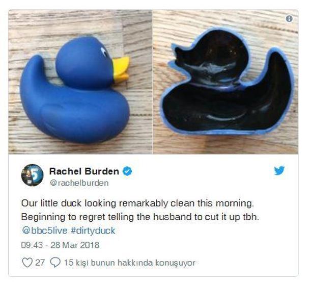 O banyo oyuncağına dikkat