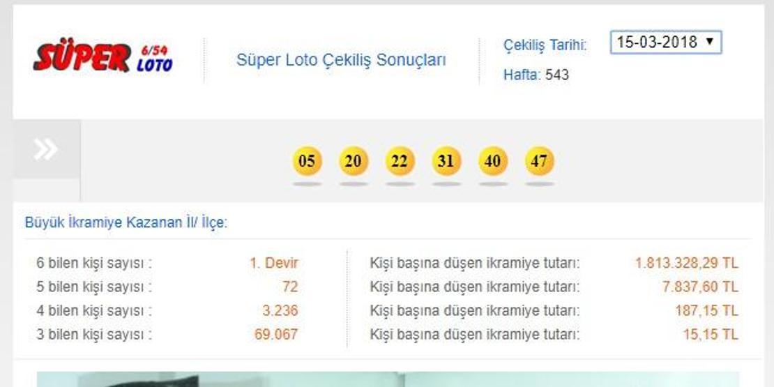 Süper Loto sonuçları 5 Nisan 2018: 5 haftalık numara verileri