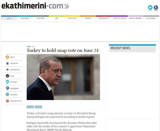 Son dakika: Erken seçim kararı yabancı basında