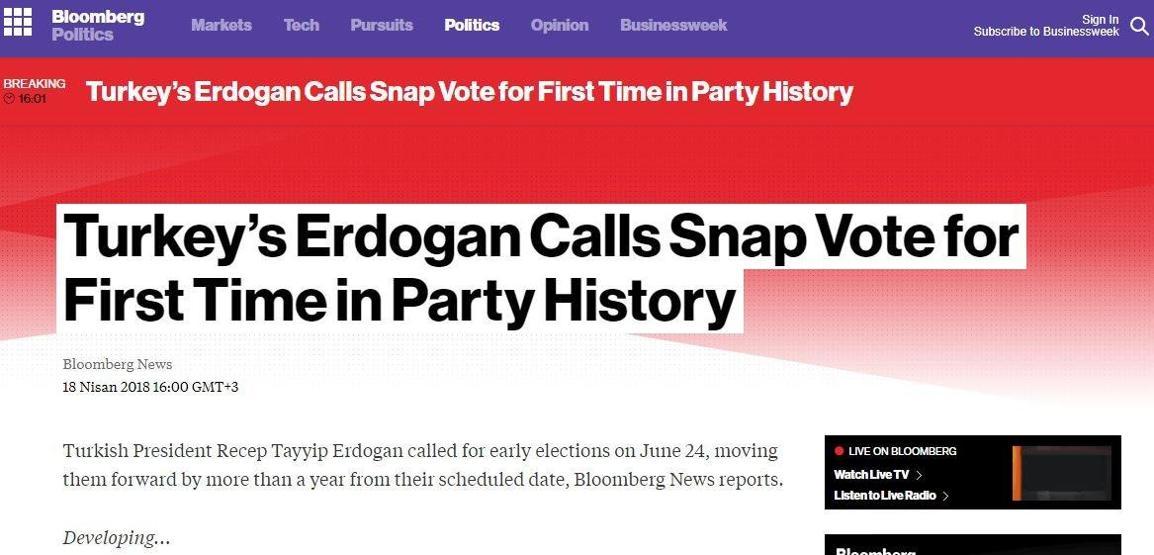 Son dakika: Erken seçim kararı yabancı basında
