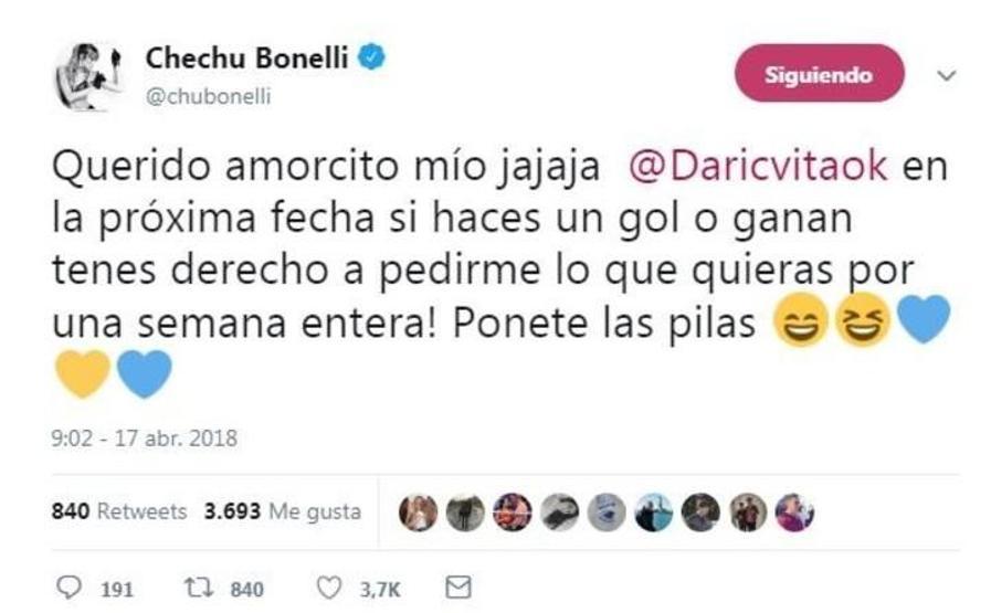 Kocasını gol atmaya teşvik için attığı tweet olay oldu