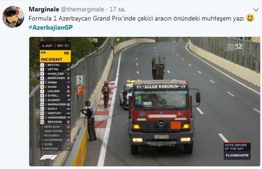 Formula 1deki Türk bayraklı çekici sosyal medyayı salladı
