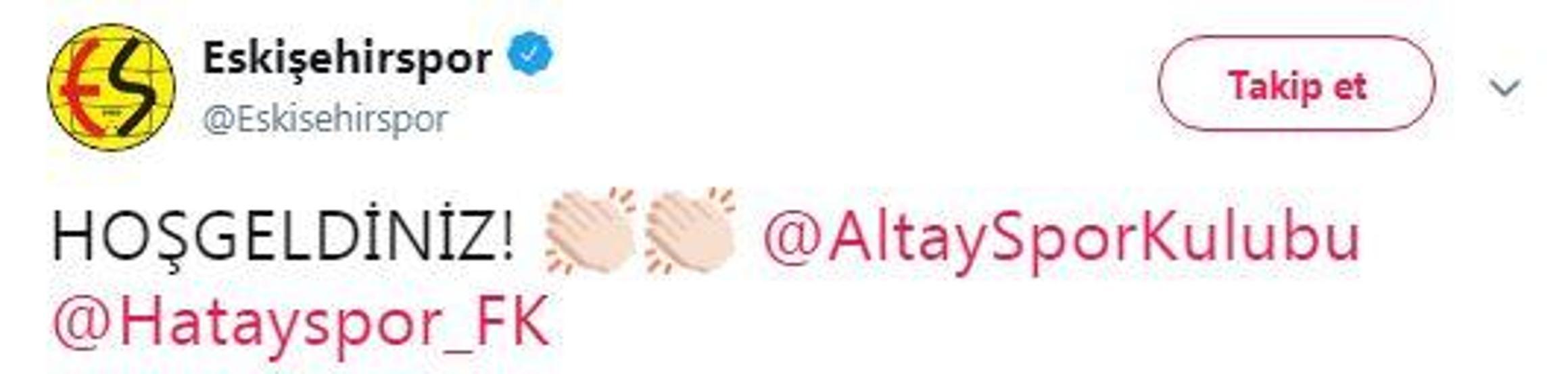 Efsane olmaya aday 18 Altay ve Hatayspor tweeti