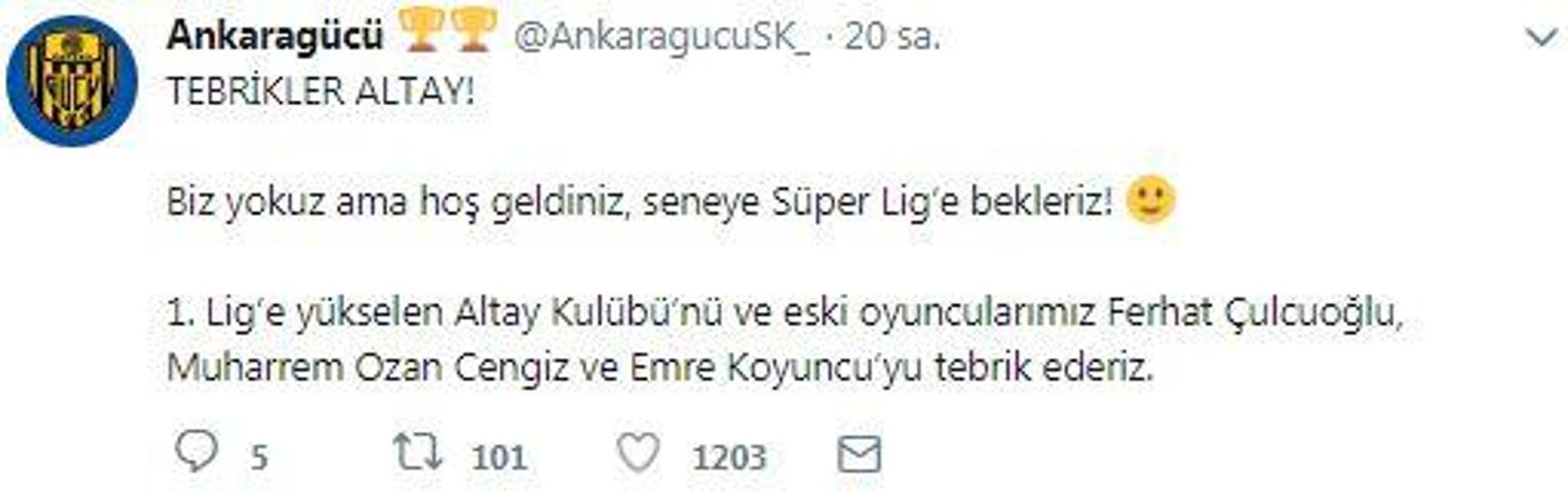 Efsane olmaya aday 18 Altay ve Hatayspor tweeti