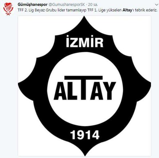 Efsane olmaya aday 18 Altay ve Hatayspor tweeti