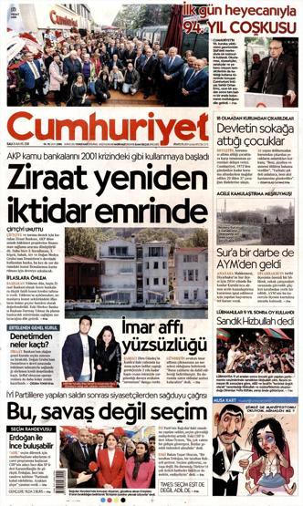 8 Mayıs 2018 - Gazetelerin birinci sayfaları