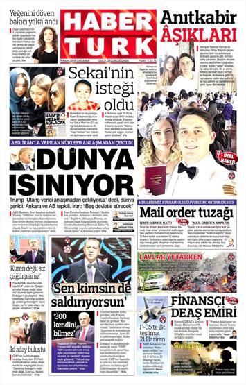 9 Mayıs 2018 - Gazetelerin birinci sayfaları