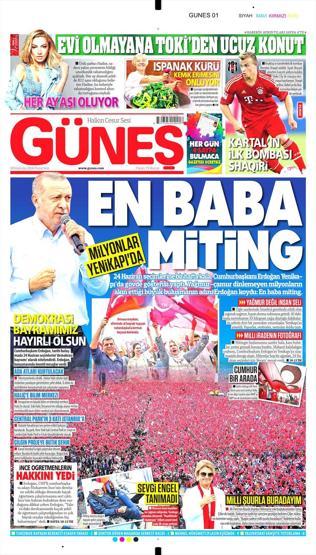 18 Haziran 2018 - Gazetelerin birinci sayfaları