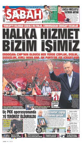 18 Haziran 2018 - Gazetelerin birinci sayfaları