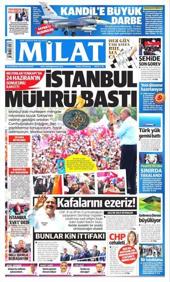 18 Haziran 2018 - Gazetelerin birinci sayfaları