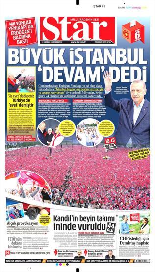 18 Haziran 2018 - Gazetelerin birinci sayfaları