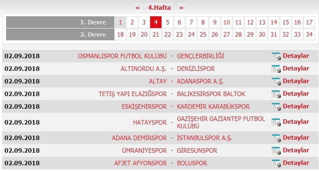 Spor Toto 1. Lig fikstürü (2018-2019 sezonu)