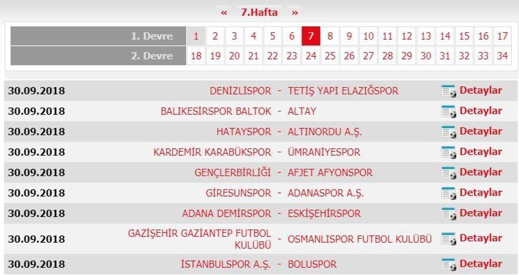 Spor Toto 1. Lig fikstürü (2018-2019 sezonu)