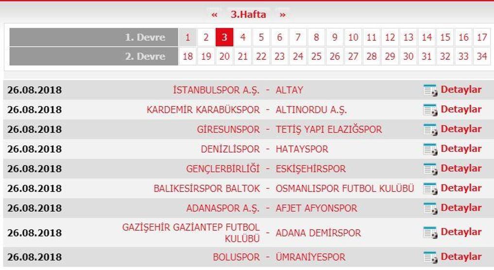 Spor Toto 1. Lig fikstürü (2018-2019 sezonu)