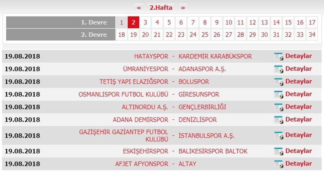 Spor Toto 1. Lig fikstürü (2018-2019 sezonu)