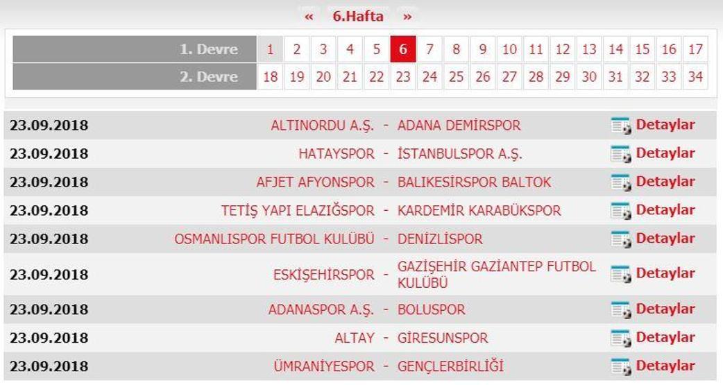 Spor Toto 1. Lig fikstürü (2018-2019 sezonu)
