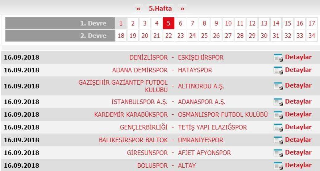 Spor Toto 1. Lig fikstürü (2018-2019 sezonu)