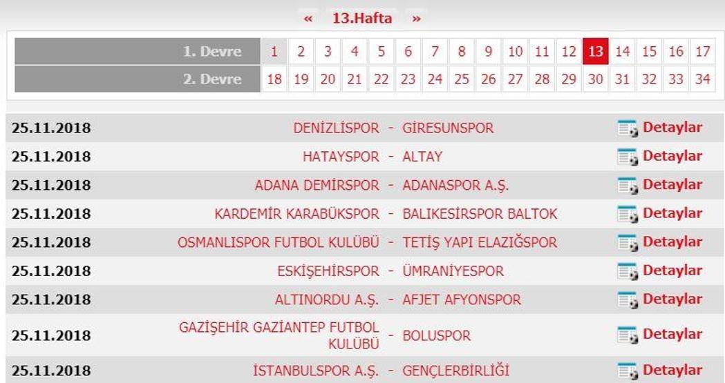 Spor Toto 1. Lig fikstürü (2018-2019 sezonu)