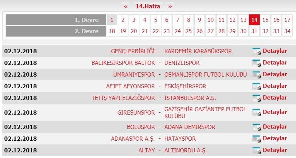 Spor Toto 1. Lig fikstürü (2018-2019 sezonu)