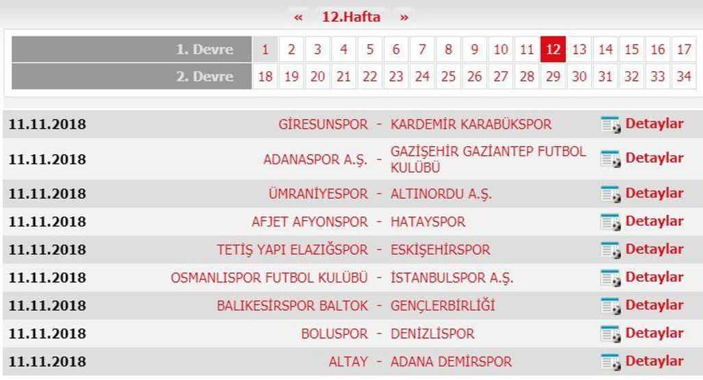 Spor Toto 1. Lig fikstürü (2018-2019 sezonu)