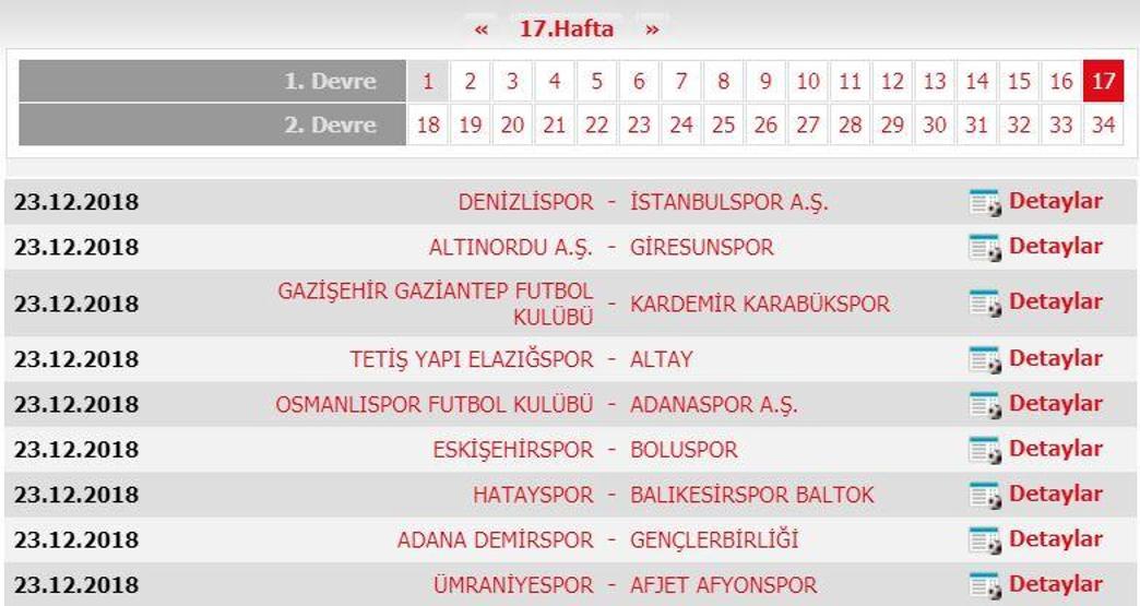Spor Toto 1. Lig fikstürü (2018-2019 sezonu)